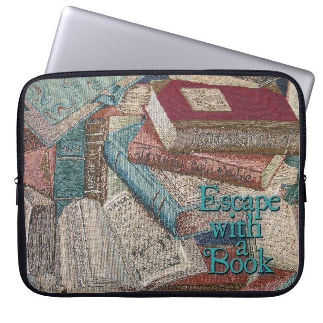 Funda para portátil con fondo de libros antiguos (Frente)