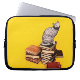 Funda para portátil con gato británico sobre una p