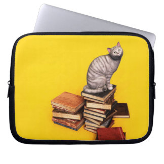 Funda para portátil con gato británico sobre una p