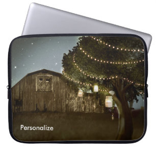 Funda para portátil con granero rústico y luces de