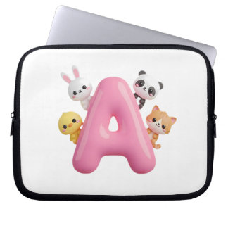 Funda para portátil con letra A de globo rosa – Bo