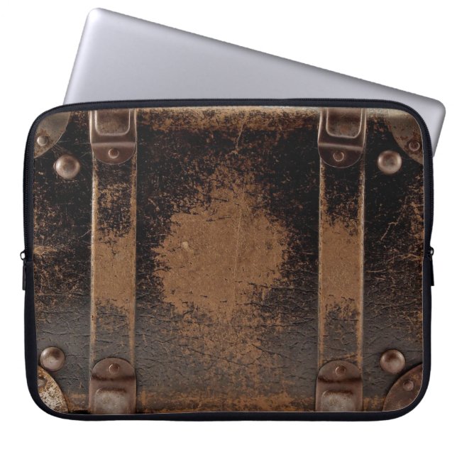 Funda para portátil con maleta de cuero de época (Frente)