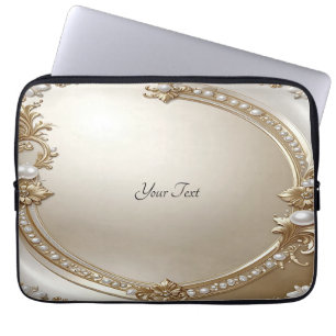 Funda para portátil con marco dorado ornamentado y