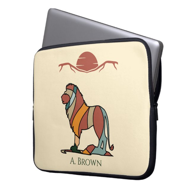 Funda para portátil con monograma de león (Anverso izquierdo)