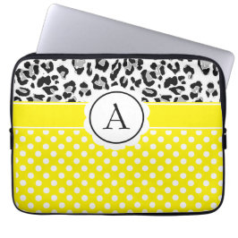 Funda para portátil con monograma de lunares y est
