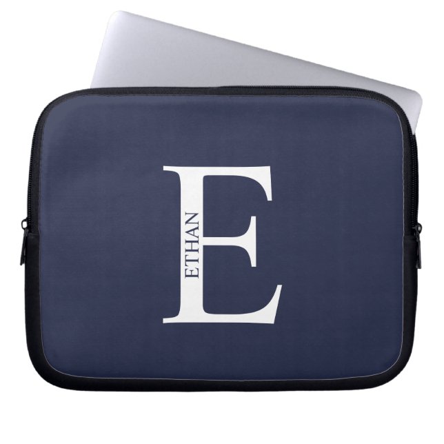 Funda para portátil con monograma personalizado y  (Frente)