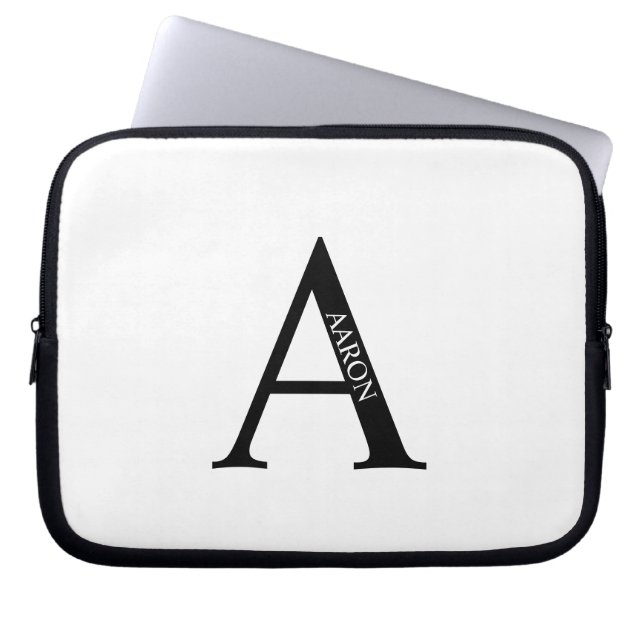 Funda para portátil con monograma personalizado y  (Frente)