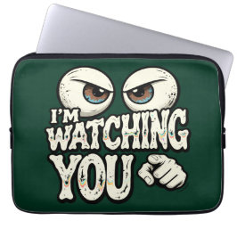 Funda para portátil con ojos retro "TE ESTOY VIGIL