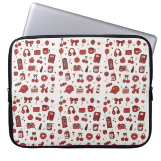Funda para portátil con patrón de garabatos rojos 
