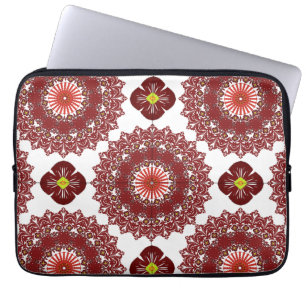 Funda para portátil con patrón de mandala rojo ele