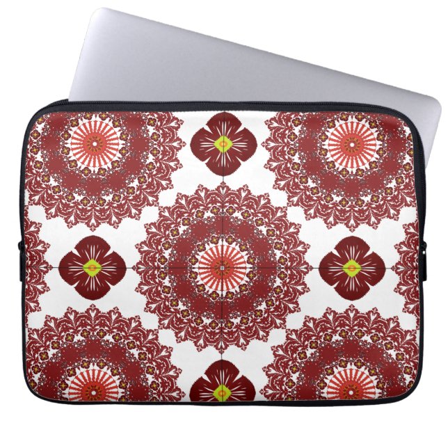 Funda para portátil con patrón de mandala rojo ele (Frente)