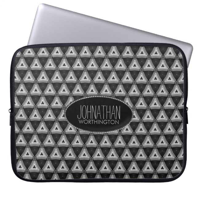 Funda para portátil con patrón de triángulos aztec (Frente)