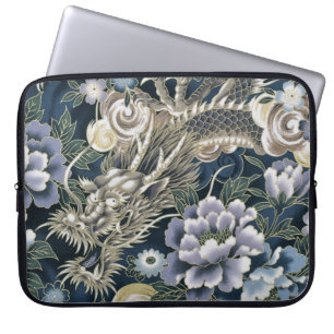 Funda para portátil con patrón floral de dragón as
