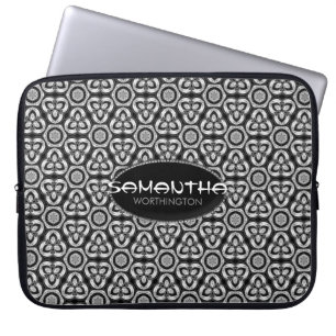 Funda para portátil con patrón tribal de plata neg