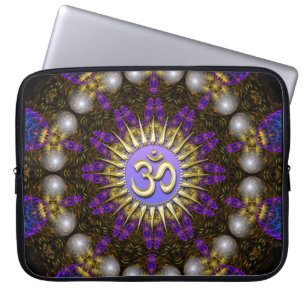 Funda para portátil con perlas fractales doradas O