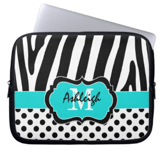 Funda para portátil con rayas de cebra y lunares A