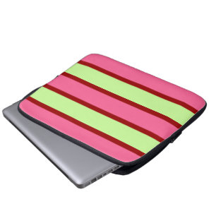 Funda para portátil con rayas rosa y menta