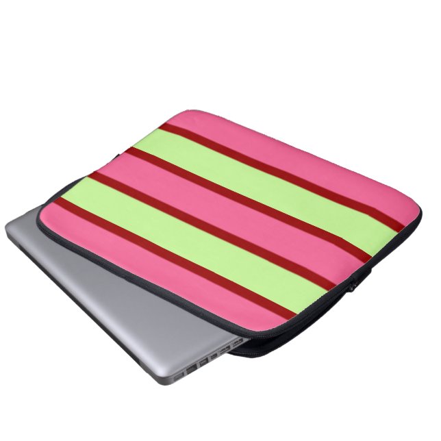 Funda para portátil con rayas rosa y menta (Inferior anverso)