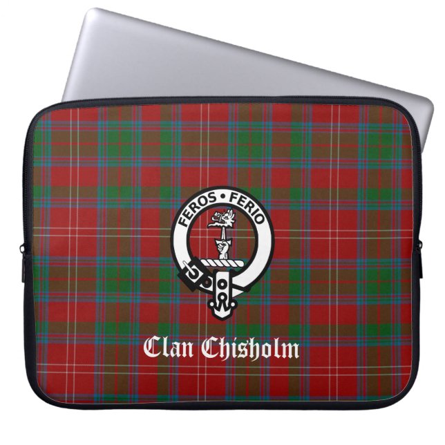 Funda para portátil con tartán y emblema de Clan C (Frente)