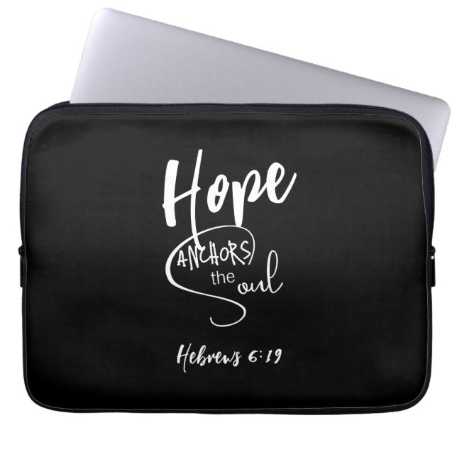 Funda para portátil con versículo bíblico negro (Frente)