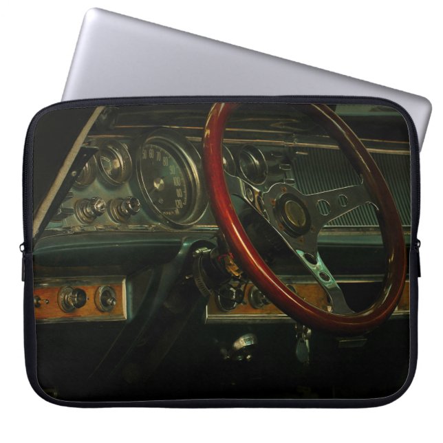 Funda para portátil con volante de tablero de auto (Frente)
