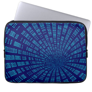 Funda Para Portátil Concepto de flujo de datos de túnel binario azul