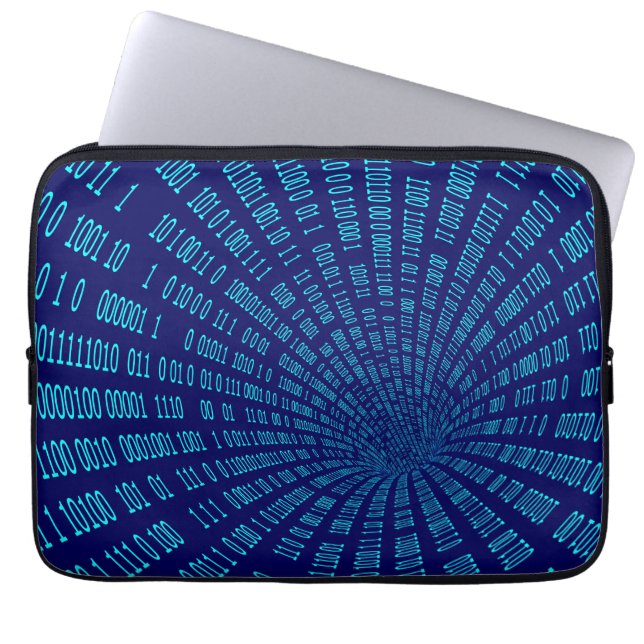 Funda Para Portátil Concepto de flujo de datos de túnel binario azul (Frente)