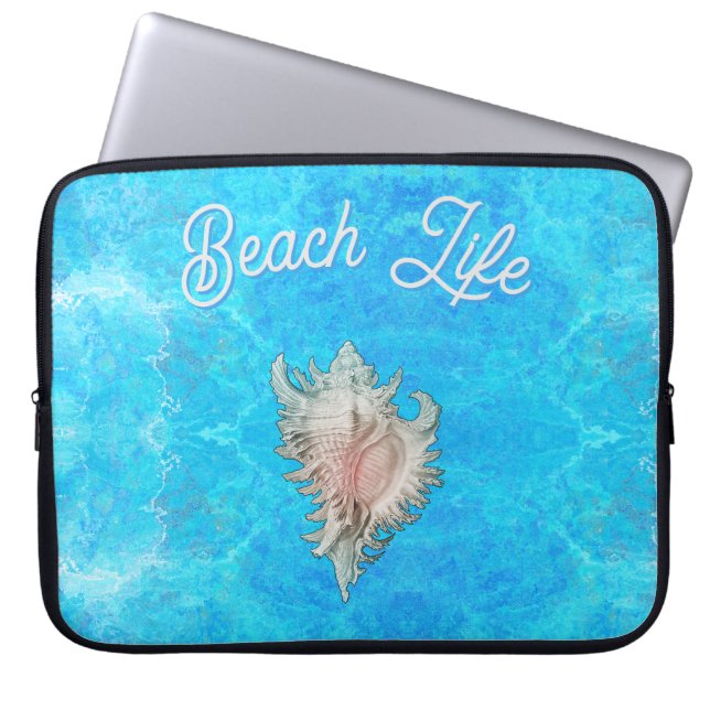 Funda Para Portátil Conch Shell "Beach Life" (Frente)