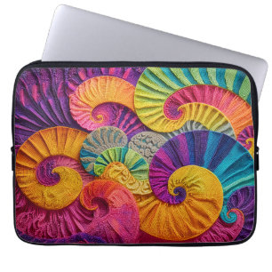 Funda Para Portátil Conchas Cromáticas: Mosaico en Espiral Vibrante