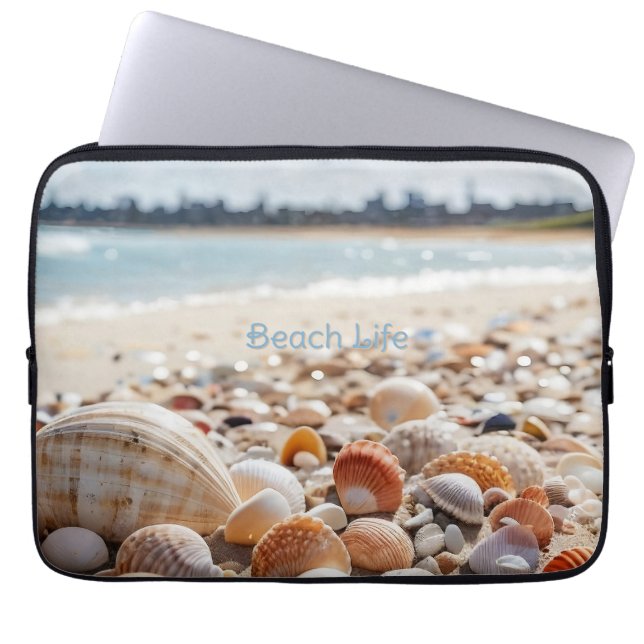 Funda Para Portátil conchas marinas en la playa (Frente)