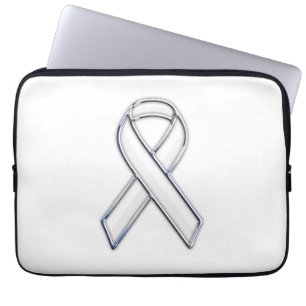Funda Para Portátil Conciencia de la cinta blanca cromada con correa d