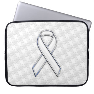 Funda Para Portátil Conciencia de la cinta blanca cromada sobre la imp