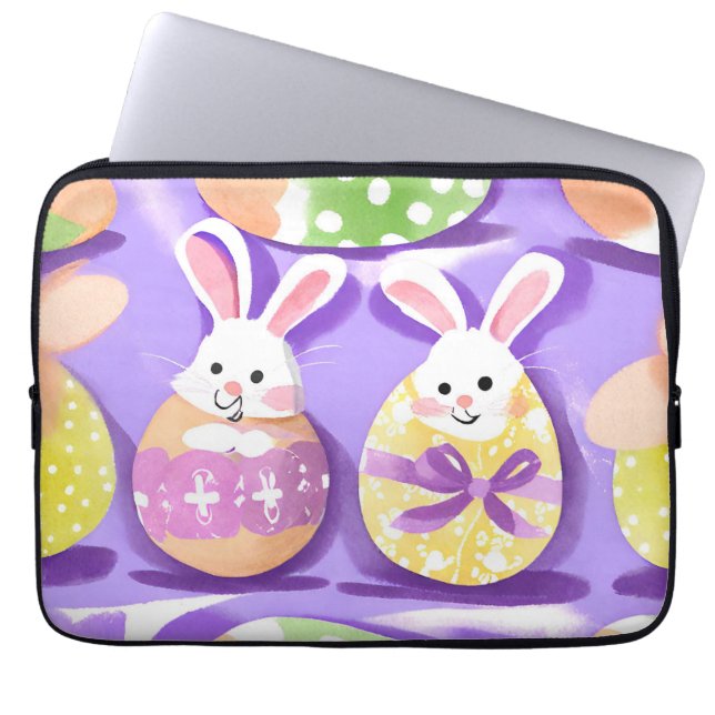 Funda Para Portátil conejito con huevos de Pascua (Frente)