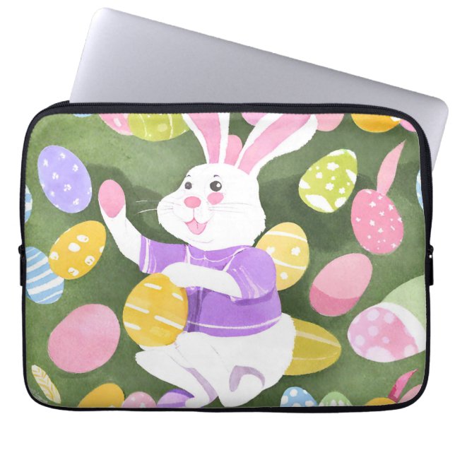 Funda Para Portátil conejito con huevos de Pascua (Frente)
