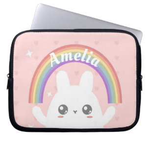 Funda Para Portátil Conejito kawaii y arcoiris personalizados