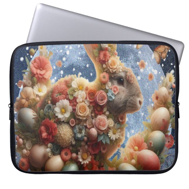 Funda Para Portátil Conejo de Pascua en flor  (Frente)