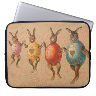 Funda Para Portátil Conejo de Pascua Huevos Bailando