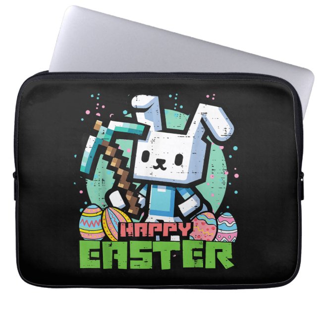 Funda Para Portátil Conejo de Pascua Pixel Game Feliz (Frente)