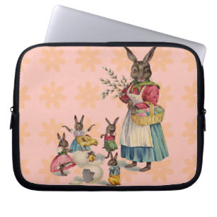 Funda Para Portátil Conejo de Pascua Pollitos Conejitos Huevos