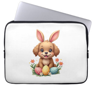Funda Para Portátil Conejo de Pascua Vintage Perro Cachorro Ilustració