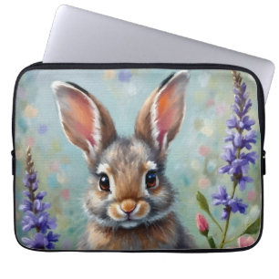 Funda Para Portátil Conejo fluido en un campo de flores