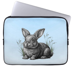 Funda Para Portátil Conejo gris blanco contra cielo azul