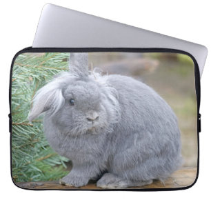 Funda Para Portátil Conejo gris liso
