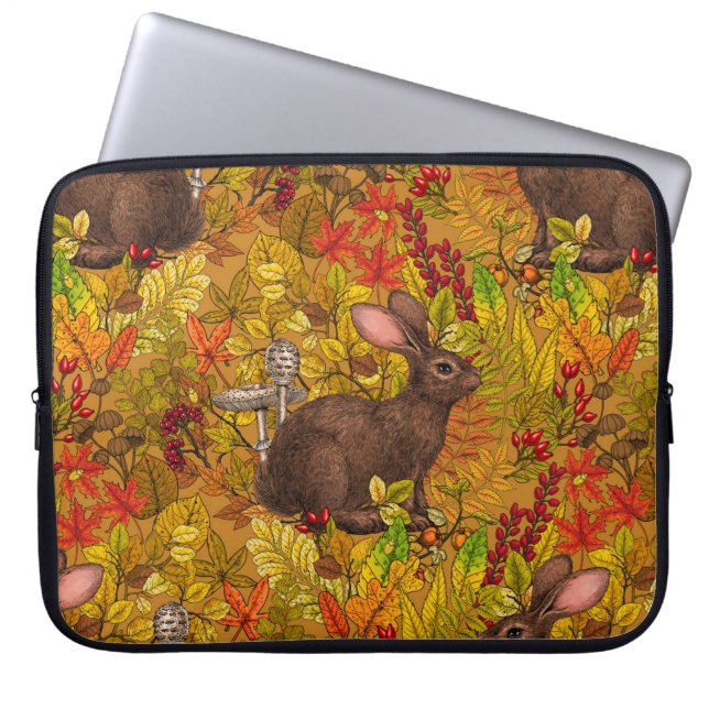 Funda Para Portátil Conejo otoñal en ocre (Frente)