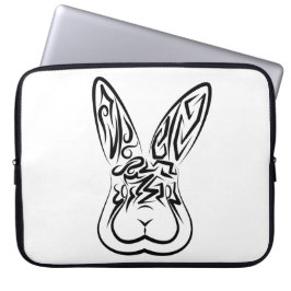 Funda Para Portátil Conejo tribal blanco y negro