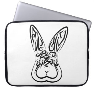 Funda Para Portátil Conejo tribal blanco y negro