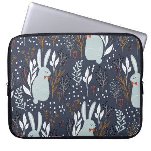 Funda Para Portátil Conejos Adorables: Patrón de bosques sin foco