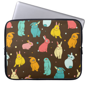 Funda Para Portátil Conejos multicolores, diferentes conejos, se cierr
