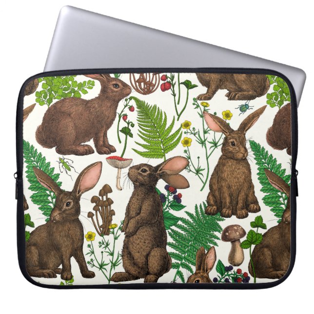Funda Para Portátil Conejos y flora de los bosques 4 (Frente)