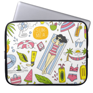 Funda Para Portátil Conjunto de doodle de verano sobre la cosecha de f